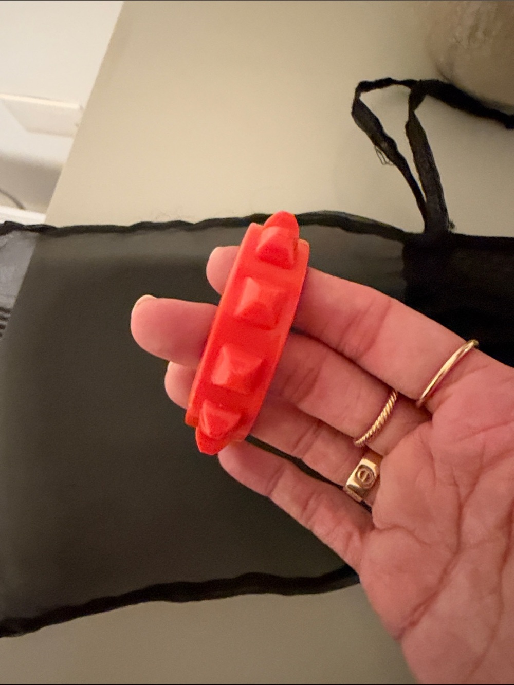 Bold Orange Pyramid-Stud Adjustable Bracelet